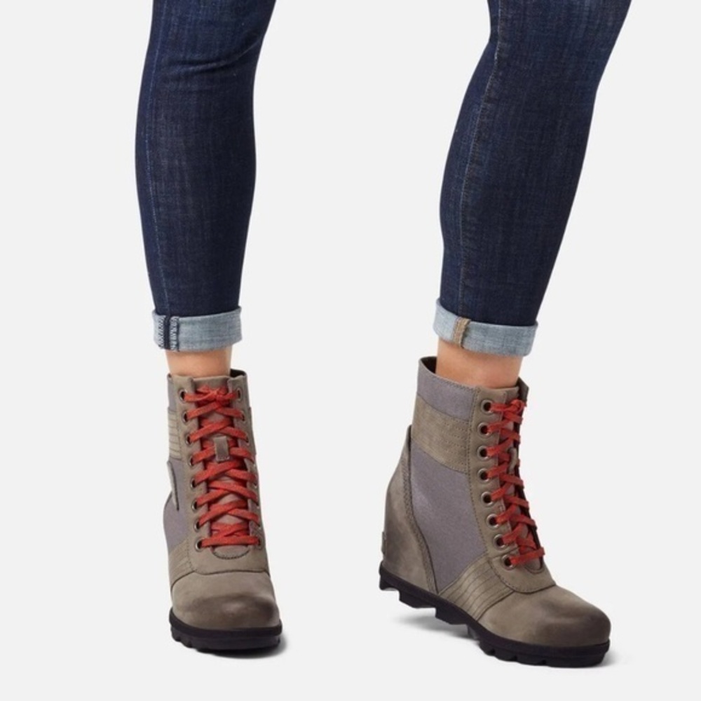 Sorel Lexie Wedge Womens Leather Lace-Up Ankle Boots Size 11
